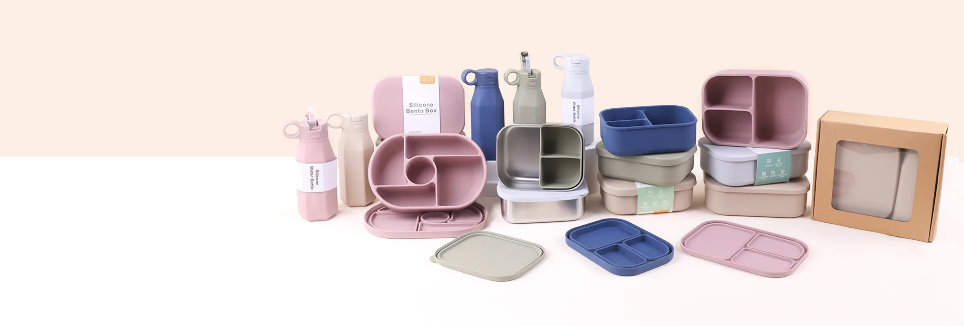 Bangxing silicone baby feeding sets, bento boxes and bottles collection