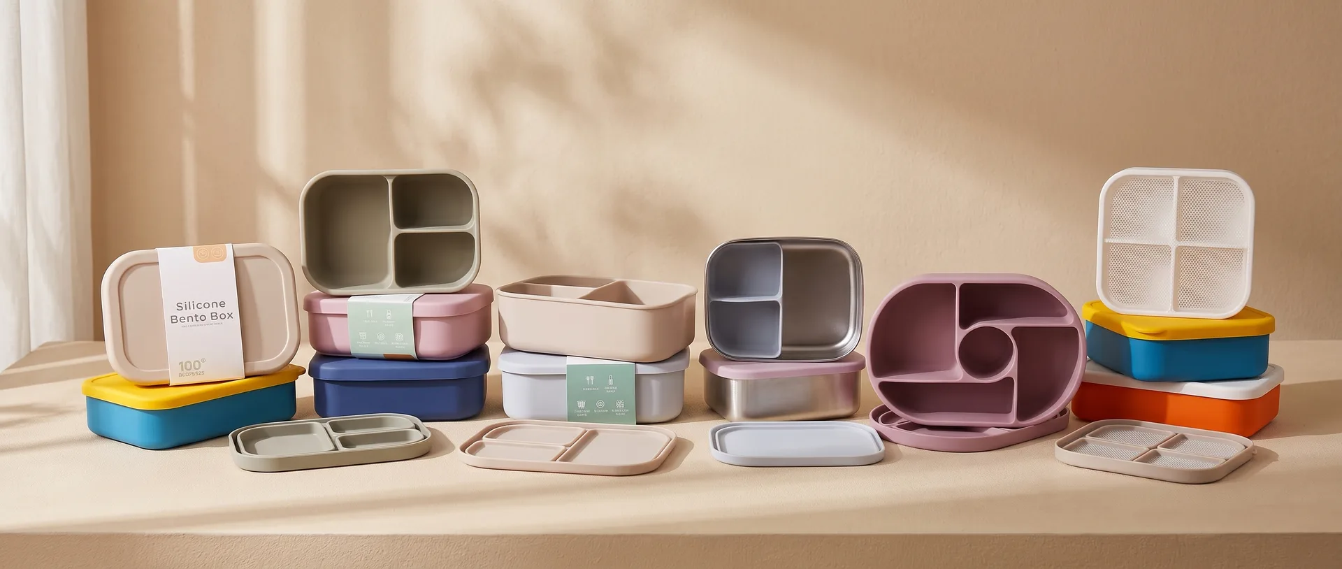 Bangxing silicone bento boxes and lunch containers in custom colors